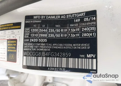 2015 Mercedes-Benz Glk 350 4Matic z USA, uszkodzony, nr VIN WDCGG8JB4FG342859